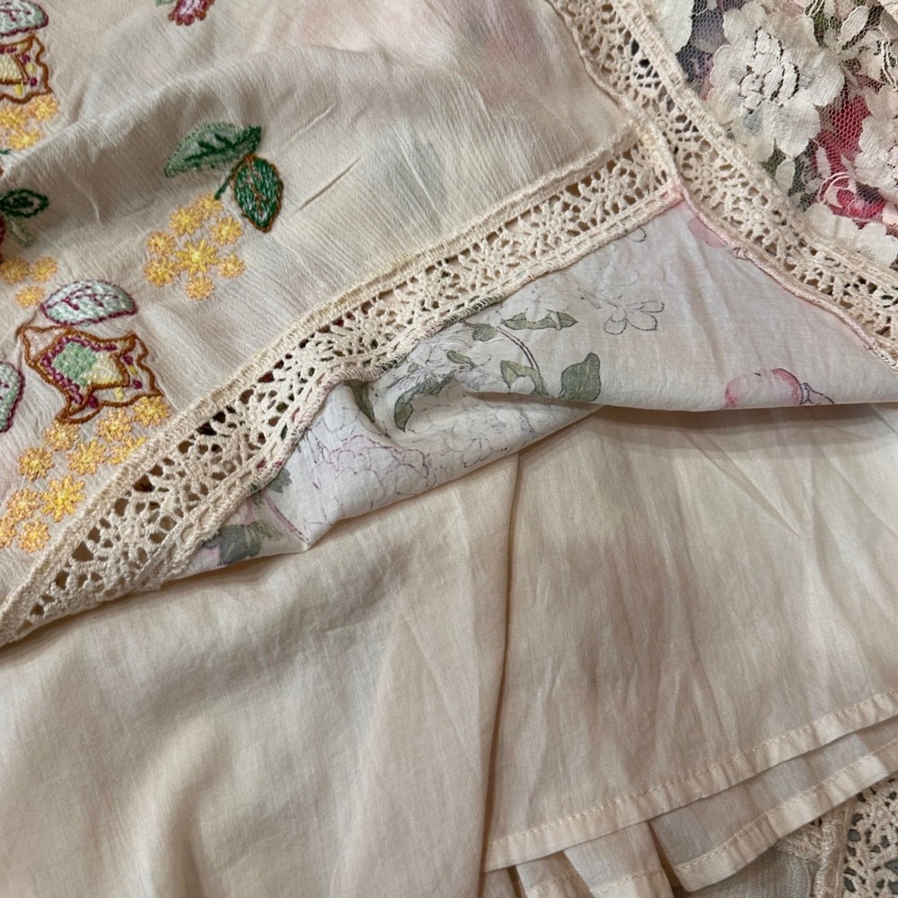 REBA NWT Patchwork Floral Lace Maxi Skirt Cream Boho Festival Prairie Size 6 - Picture 13 of 15